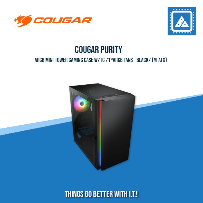 COUGAR PURITY ARGB MINI-TOWER GAMING CASE W/TG /1*ARGB FANS - BLACK/WHITE COUGAR PURITY ARGB MINI-TOWER GAMING CASE W/TG /1*ARGB FANS - BLACK/WHITE
